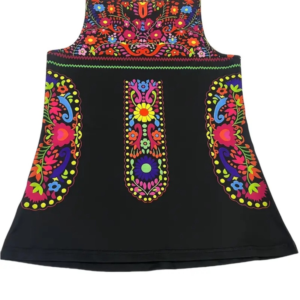 Embroidered Black Sleeveless Top - Picture 2 of 3